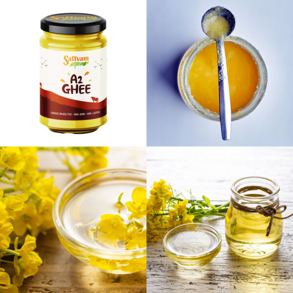 Sattvam Agro A2 Cow ghee (1Ltr) with Sesame Cold-Pressed Cooking Oil (1Ltr)